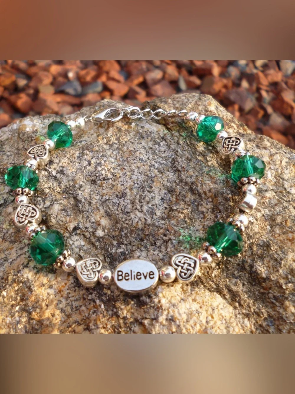 New!  Handcrafted Celtic Irish Blessing “Believe” bracelet w/adjustable chain